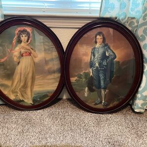 Vintage Style Oval Portrait Wall Art Set
